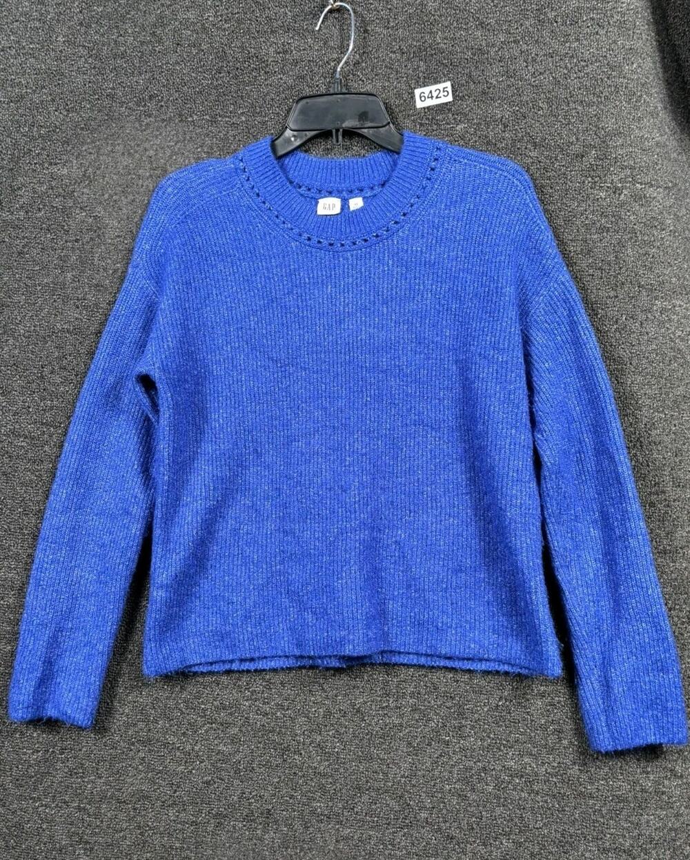 GAP Forever Cozy Knit Sweater Womens Sz XS Blue Crew Neck Long Sleeve Super Soft